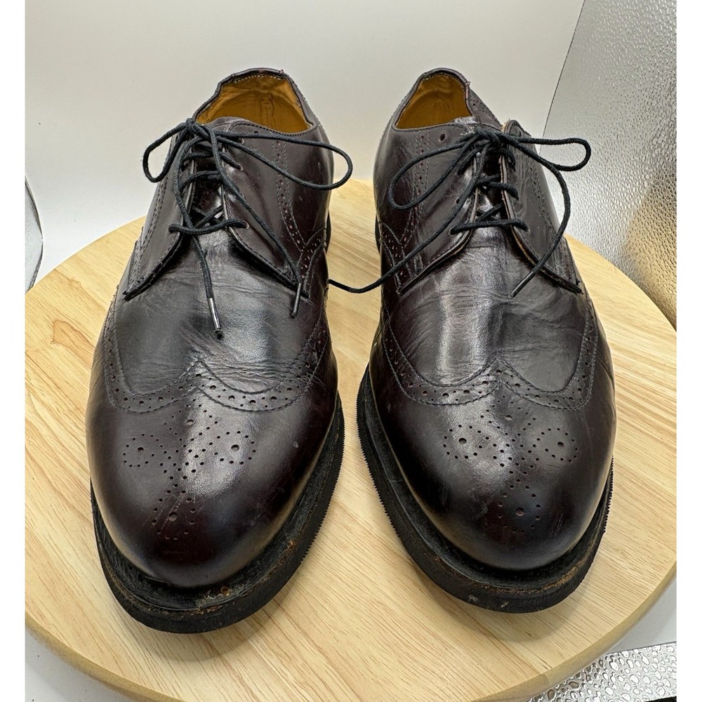Florsheim Vintage Burgundy Longwing Blucher Men 11 Wide Vibram 45855-51